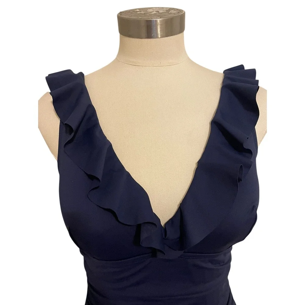 Cupshe Navy Ruffle One-Piece Swimsuit NWT size M - Picture 8 of 8